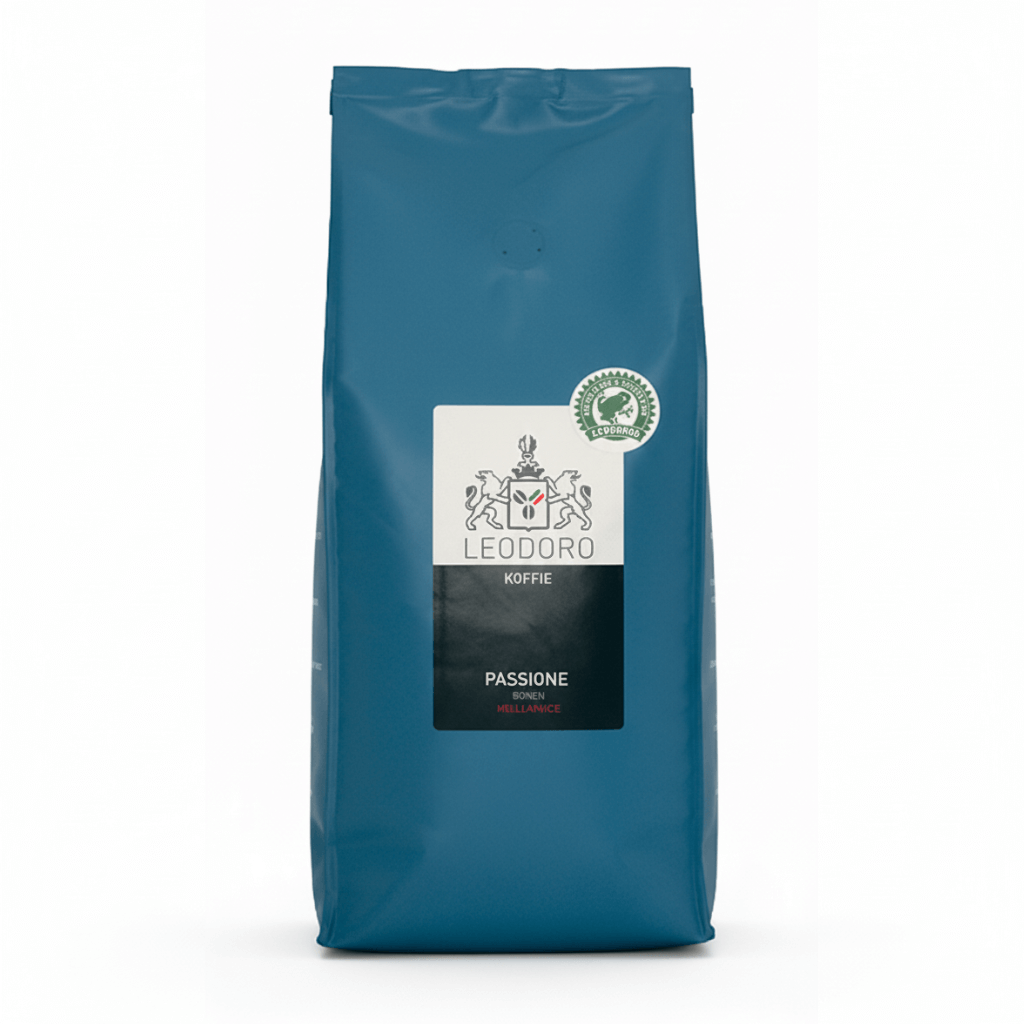 Leodoro Passione slow-roast koffiebonen voor bedrijven – krachtige espresso met zachtzoete afdronk.