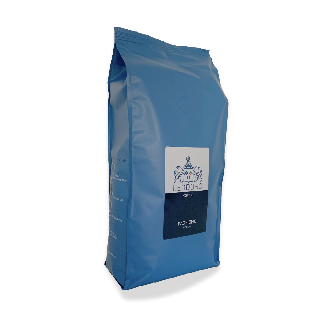 Leodoro Passione slow-roast koffiebonen voor bedrijven – krachtige espresso met zachtzoete afdronk.
